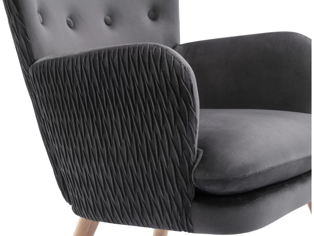 Fauteuil En Velours Gris DOROTEA – Image 4