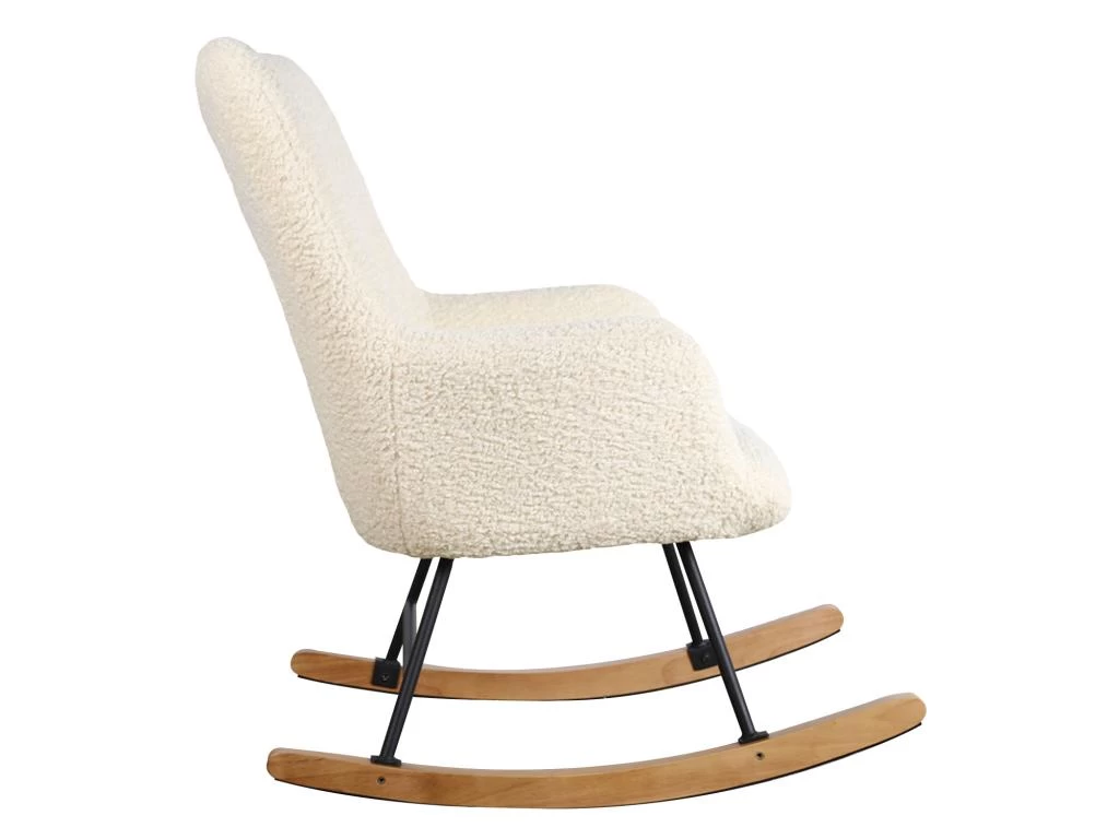 Fauteuil à Bascule En Tissu Bouclette écru KAIRA - HAPPY GARDEN – Image 3