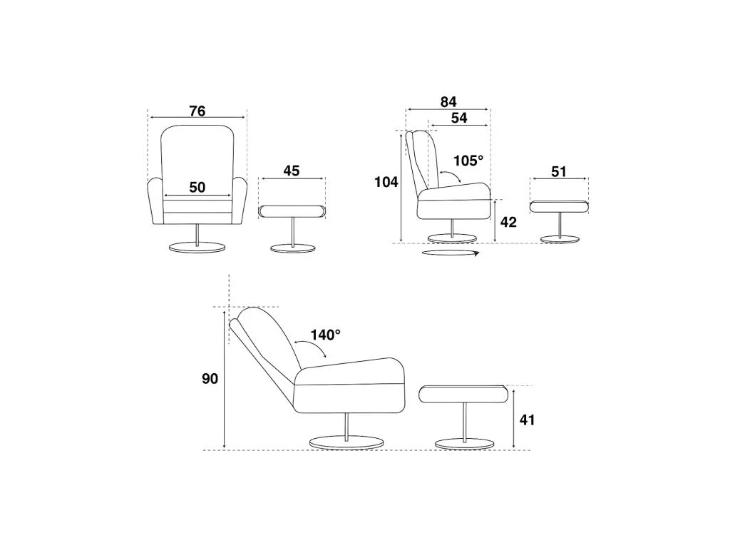 Fauteuil De Relaxation Cuir Noir - EXCELLY N°1 – Image 4