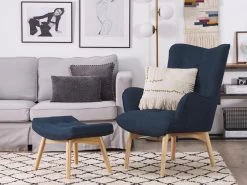 Fauteuil En Tissu Tapissé Bleu Foncé VEJLE