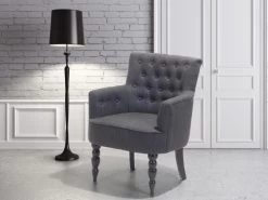 Fauteuil Tapissé En Tissu Gris Foncé ALESUND