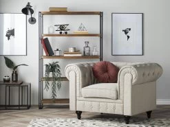Fauteuil En Tissu Beige CHESTERFIELD Big