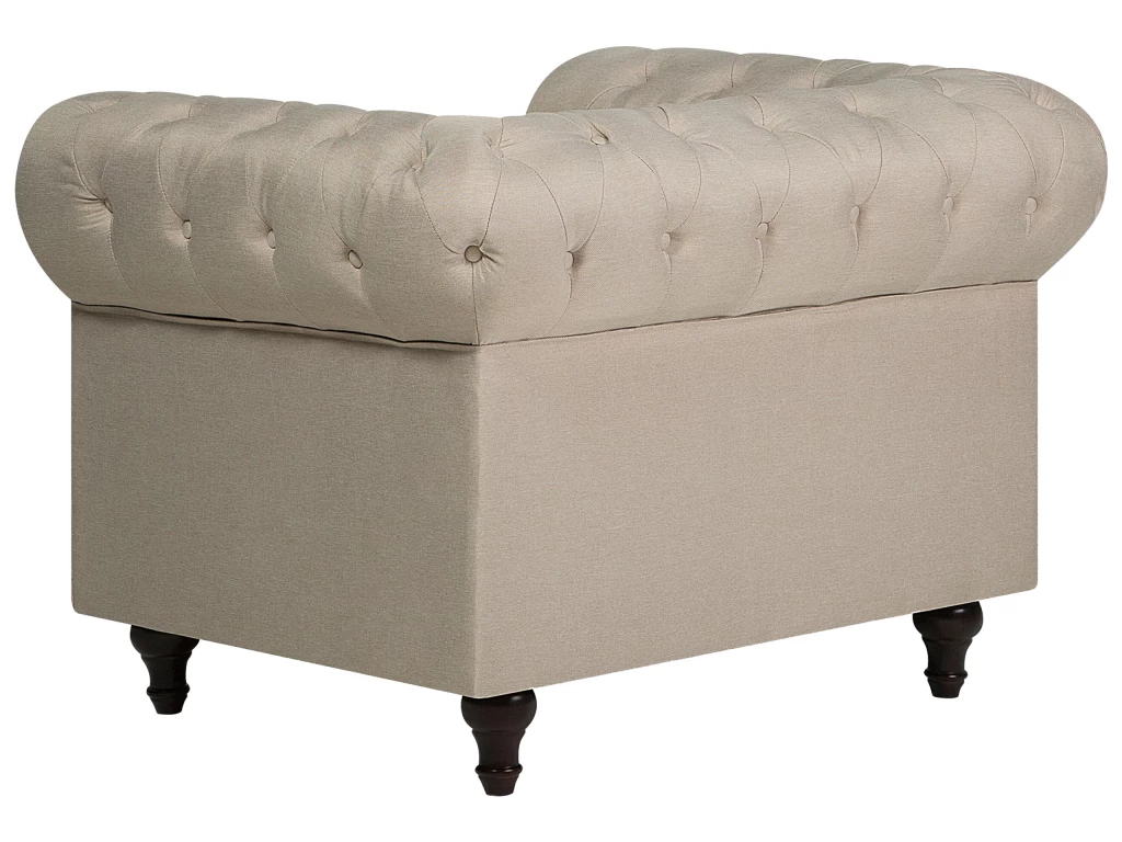 Fauteuil En Tissu Beige CHESTERFIELD Big – Image 6