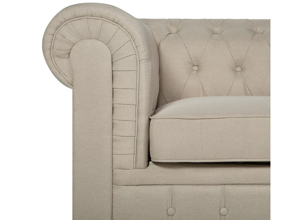 Fauteuil En Tissu Beige CHESTERFIELD Big – Image 7