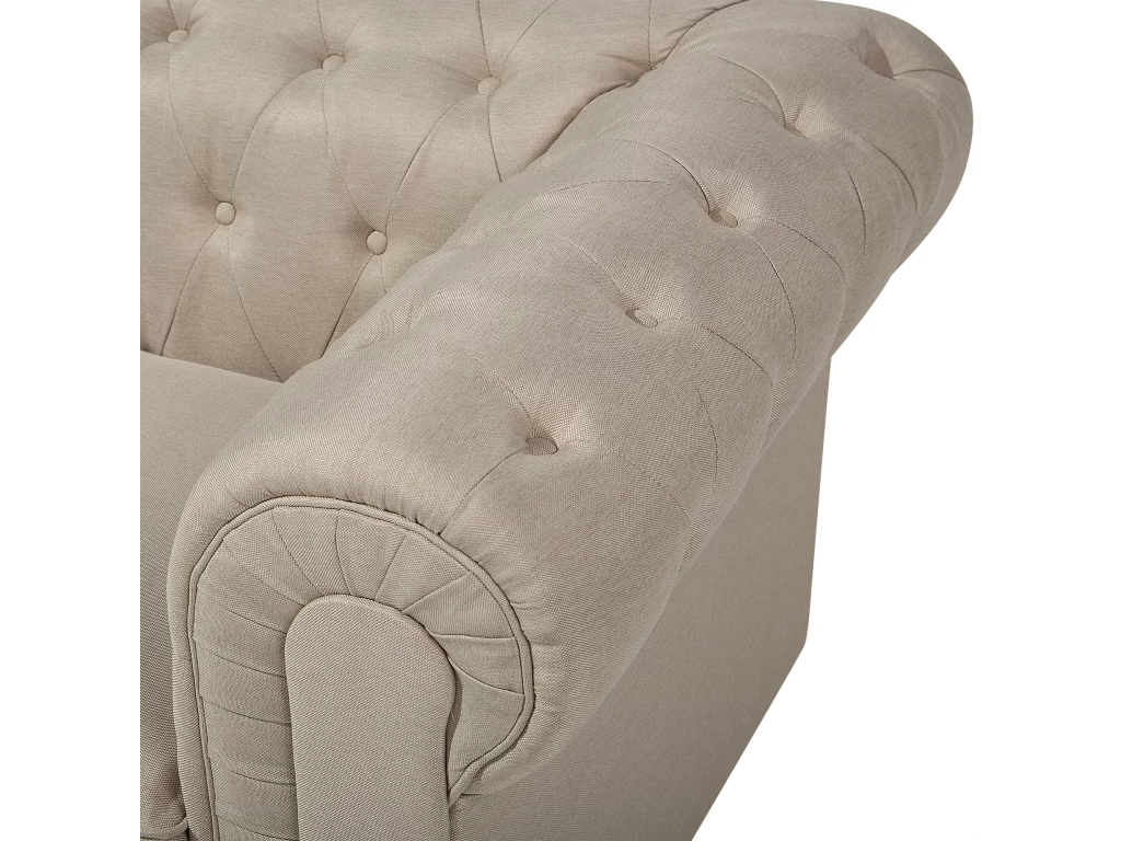 Fauteuil En Tissu Beige CHESTERFIELD Big – Image 8