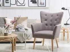 Fauteuil De Salon En Tissu Gris ANGEN