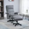 Fauteuil De Massage Avec Repose-pied - Style Néo-rétro - Châssis Acier Noir Aspect Lin Gris