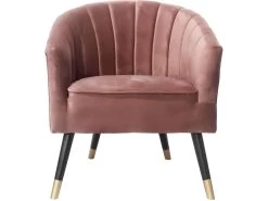 Fauteuil En Velours Pieds En Bois Bicolores Royal Mauve