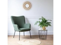 Fauteuil En Tissu Boucle Vert Kaki EIRA - HAPPY GARDEN
