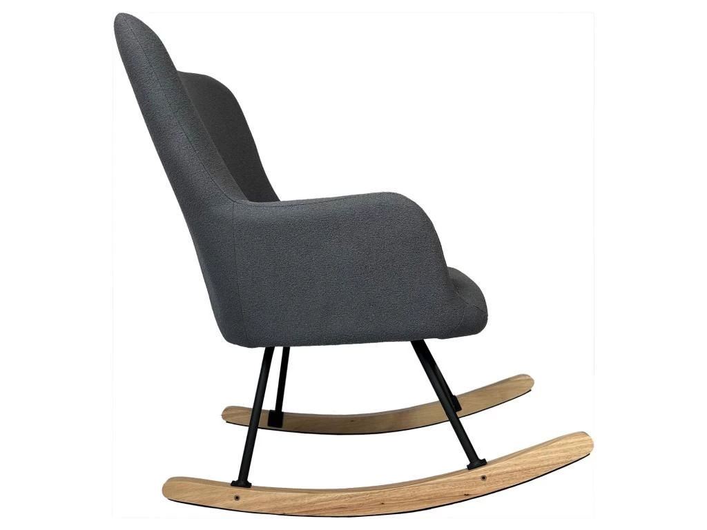 Fauteuil à Bascule En Tissu Boucle Gris KAIRA - HAPPY GARDEN – Image 3