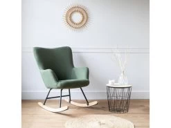 Fauteuil à Bascule En Tissu Boucle Vert Kaki KAIRA - HAPPY GARDEN