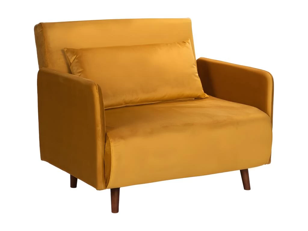 Belushi - Fauteuil Convertible En Velours - Couleur - Jaune Moutarde
