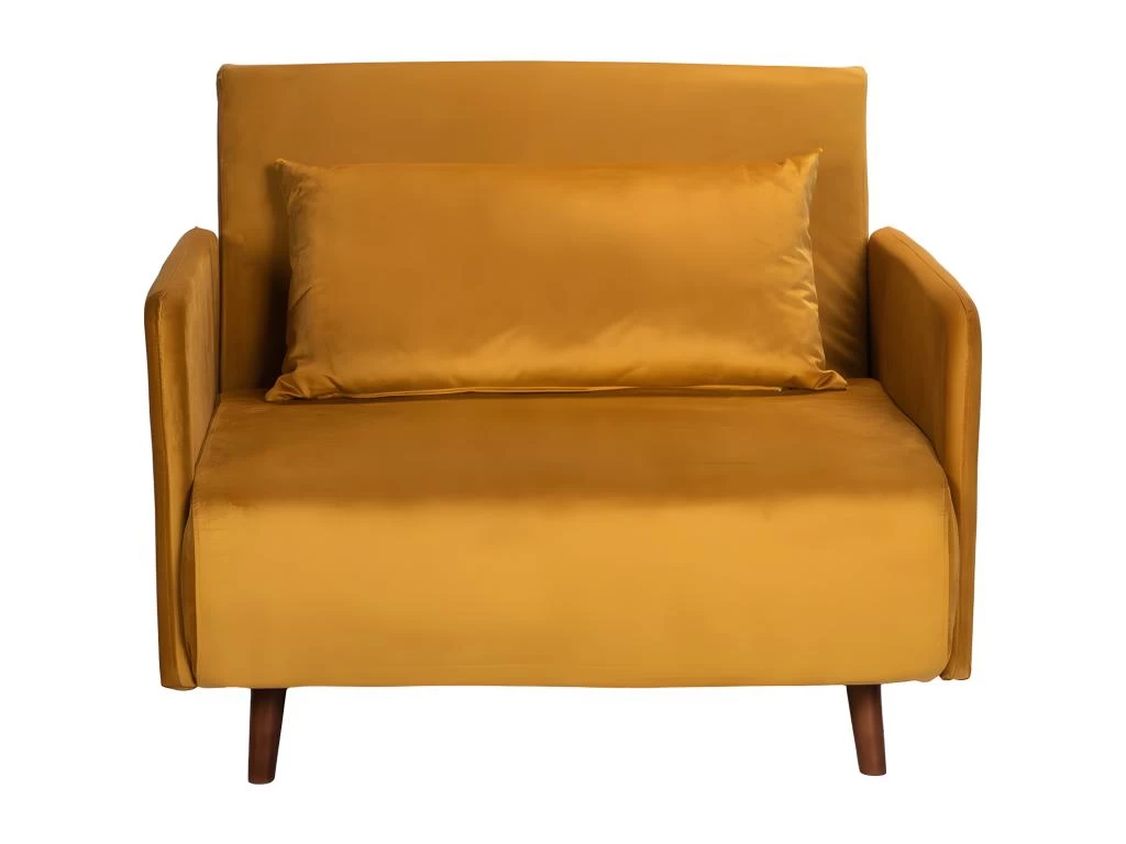 Belushi - Fauteuil Convertible En Velours - Couleur - Jaune Moutarde – Image 3