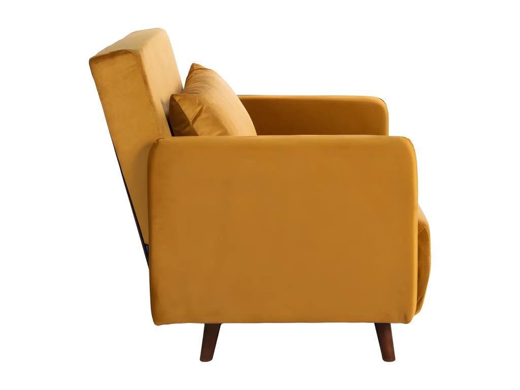 Belushi - Fauteuil Convertible En Velours - Couleur - Jaune Moutarde – Image 4