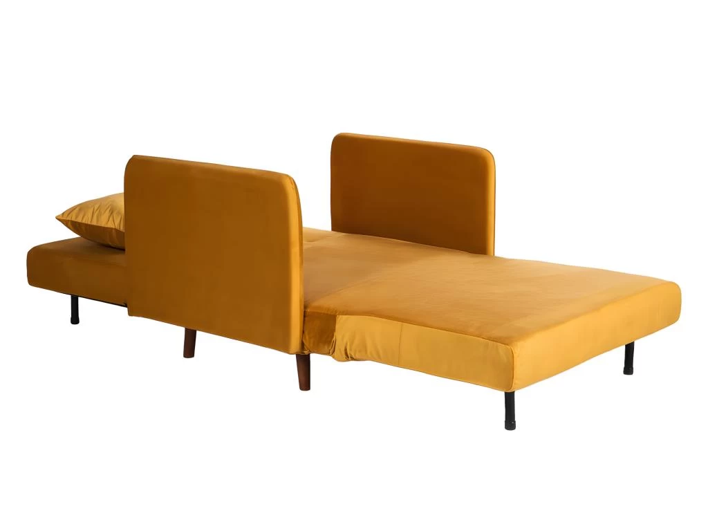 Belushi - Fauteuil Convertible En Velours - Couleur - Jaune Moutarde – Image 6