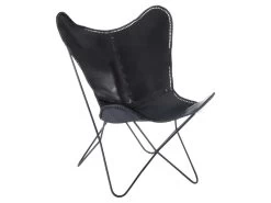 Fauteuil Design En Cuir "Papillon" 92cm Noir
