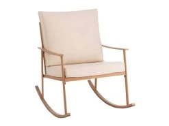 Fauteuil à Bascule "Fuolas" 94cm Blanc & Naturel