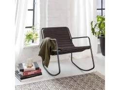 Rocking Chair En Cuir Noir Sydney