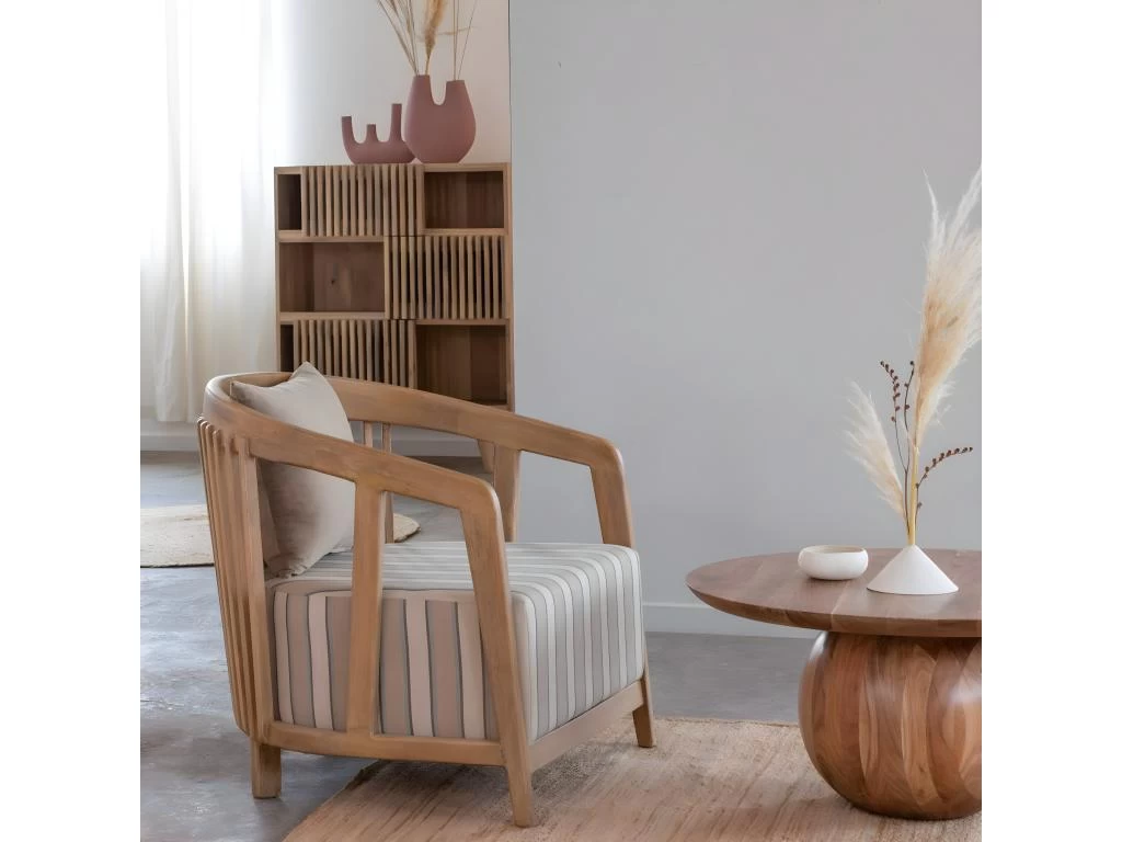 Fauteuil En Bois De Manguier Et Coton Térence – Image 3