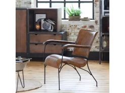 Fauteuil En Cuir Marron Romane