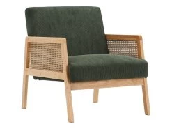 Fauteuil En Cannage Et Velours Côtelé Vert - Mani