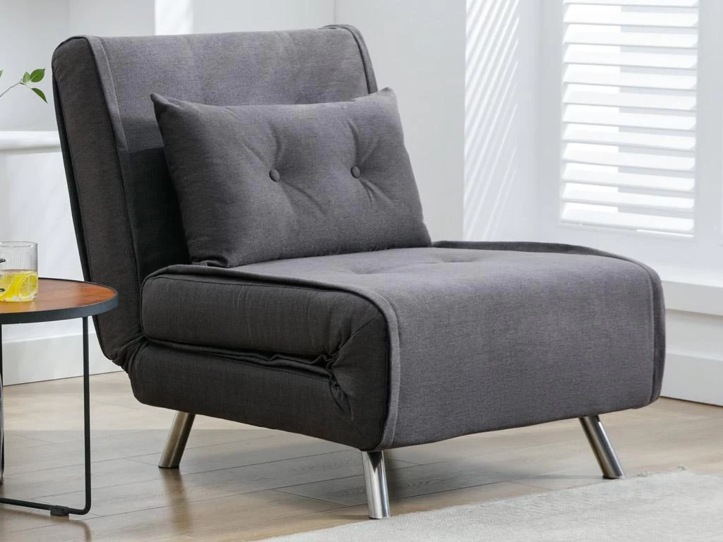 Fauteuil Convertible En Tissu Anthracite URIBIA – Image 10