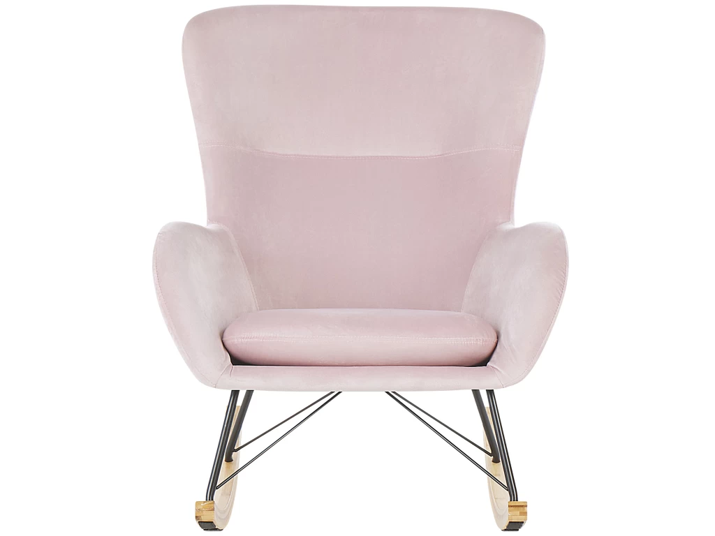 Chaise à Bascule En Velours Rose ELLAN – Image 4