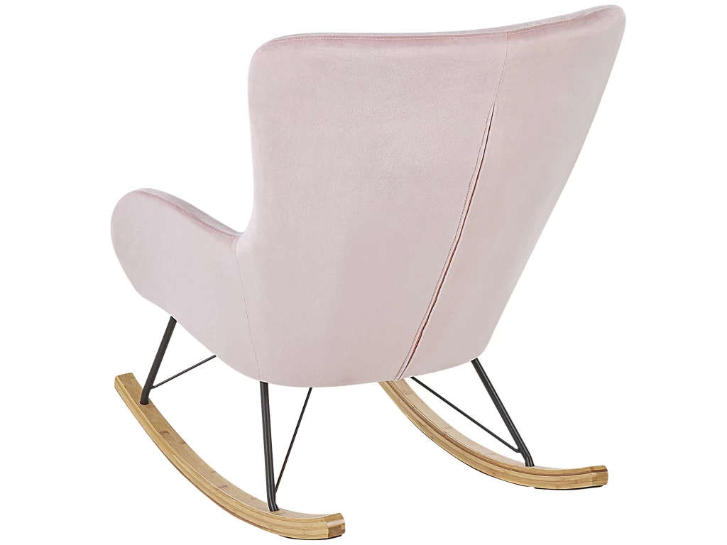 Chaise à Bascule En Velours Rose ELLAN – Image 5