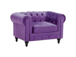 Fauteuil En Velours Violet CHESTERFIELD