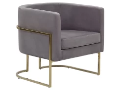 Fauteuil Club En Velours Gris SIRKKA