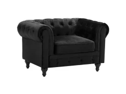 Fauteuil En Velours Noir CHESTERFIELD