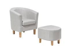 Fauteuil Club En Tissu Gris HOLDEN