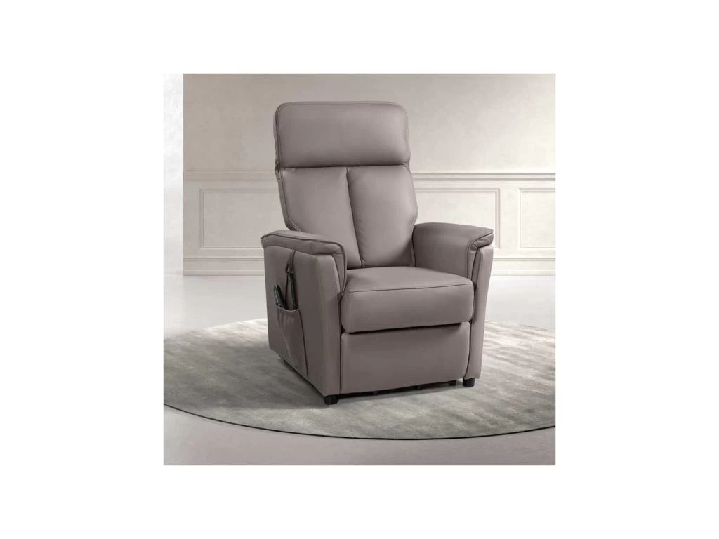 Fauteuil Relax électrique Releveur Cuir Taupe - SAYA – Image 2