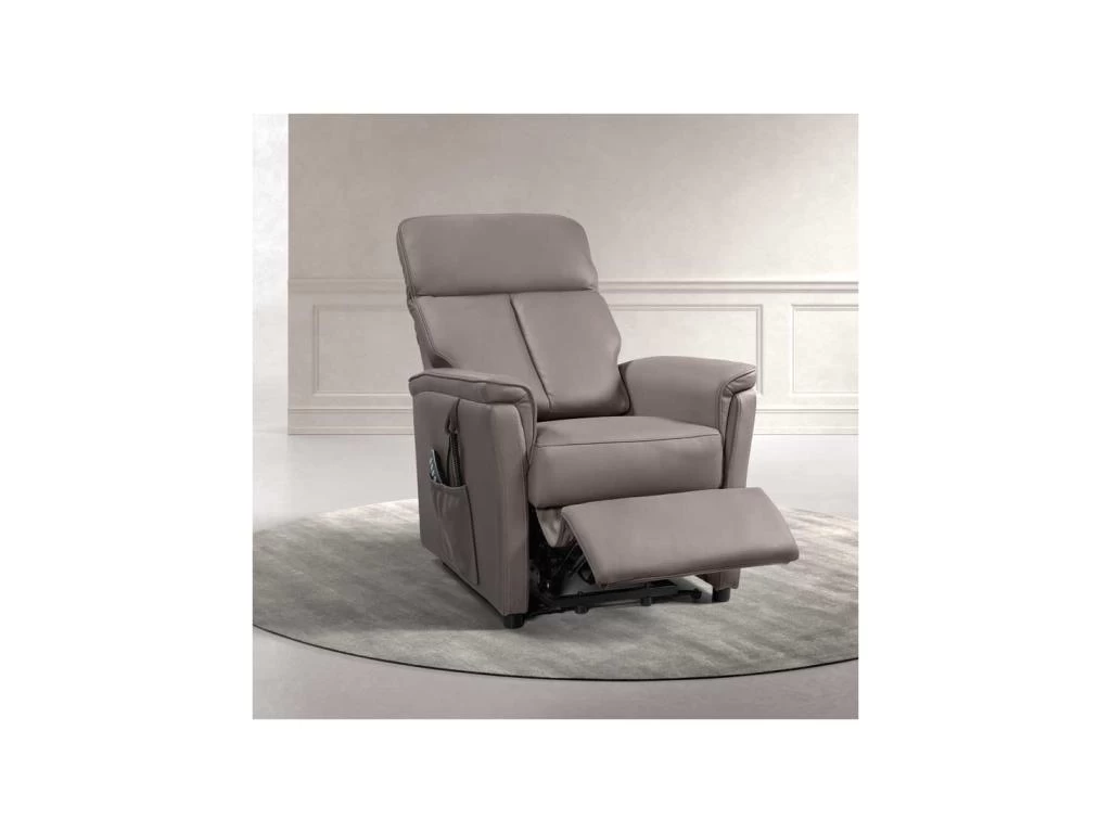 Fauteuil Relax électrique Releveur Cuir Taupe - SAYA – Image 3