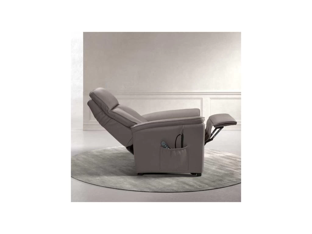 Fauteuil Relax électrique Releveur Cuir Taupe - SAYA – Image 4