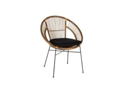 Fauteuil Arrondi Rotin Marron/Métal - MAÏNA