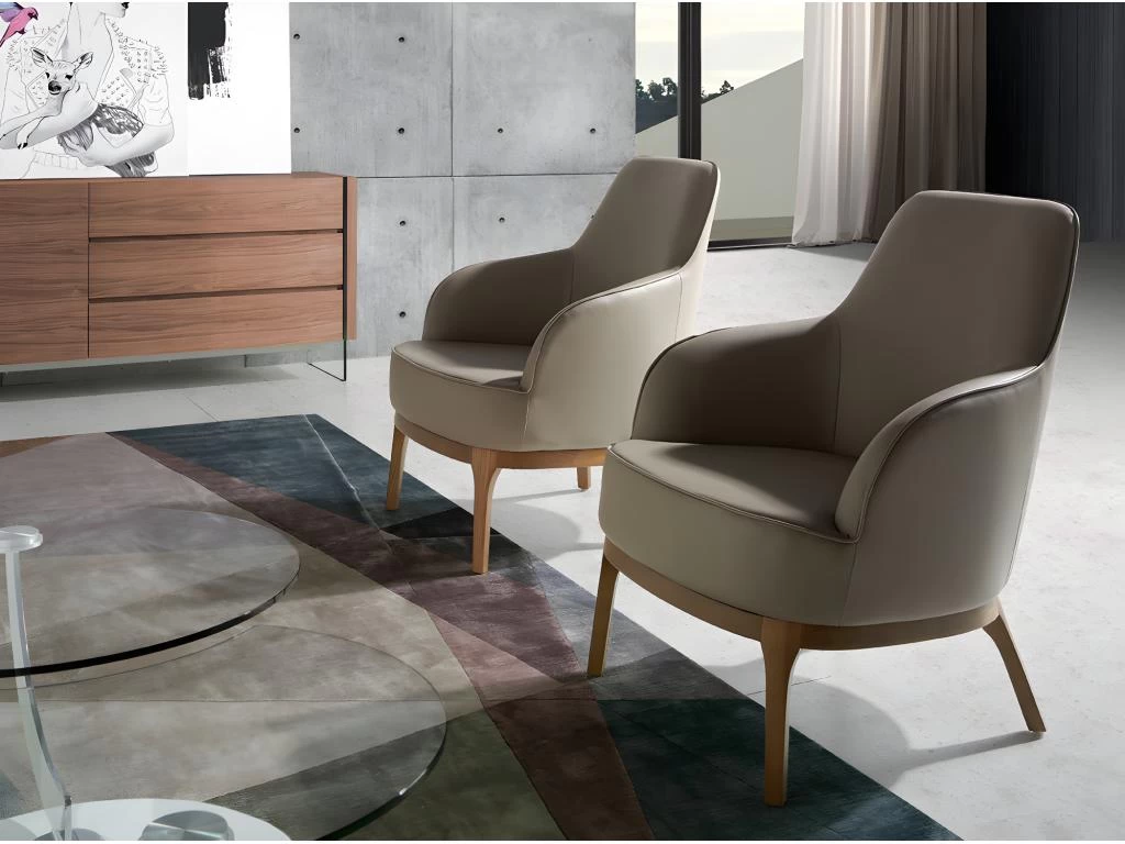 Fauteuil En Croûte De Cuir Et Pieds En Bois 5043 ANGEL CERDA – Image 3