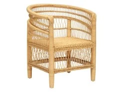Fauteuil En Bois De Rotin Coloris Naturel - Longueur 65 X Profondeur 72 X Hauteur 82 Cm