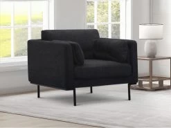 Fauteuil En Tissu Anthracite Et Pieds En Métal ISABELLA