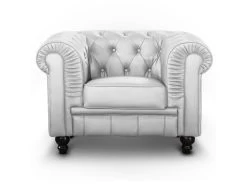 Grand Fauteuil Chesterfield Argent