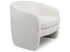 Fauteuil Arrondi Ferryl Tissu Bouclette Blanc