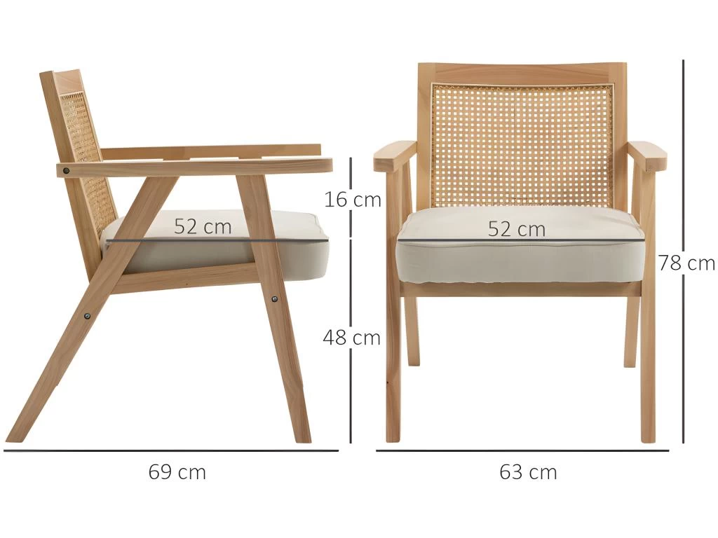 Fauteuil Cannage LARIDA Beige – Image 3