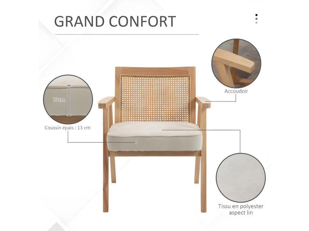 Fauteuil Cannage LARIDA Beige – Image 5