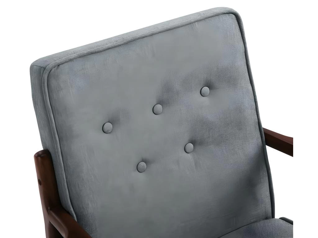 Fauteuil Lounge Design CATALOGNA Gris Et Bois – Image 4