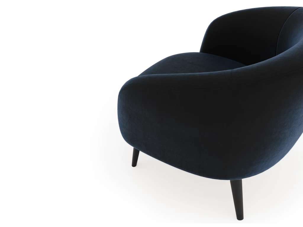 Fauteuil Tissu Velours Bleu Nuit – Image 5