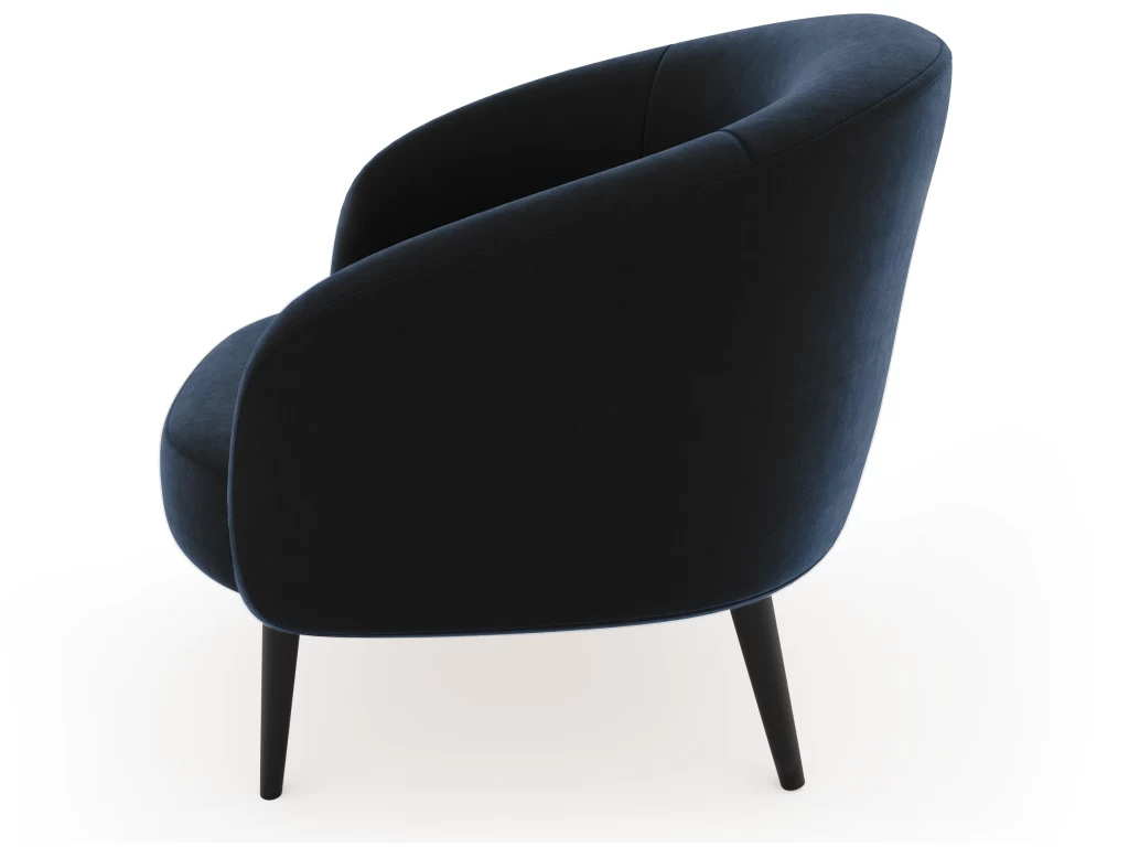 Fauteuil Tissu Velours Bleu Nuit – Image 6