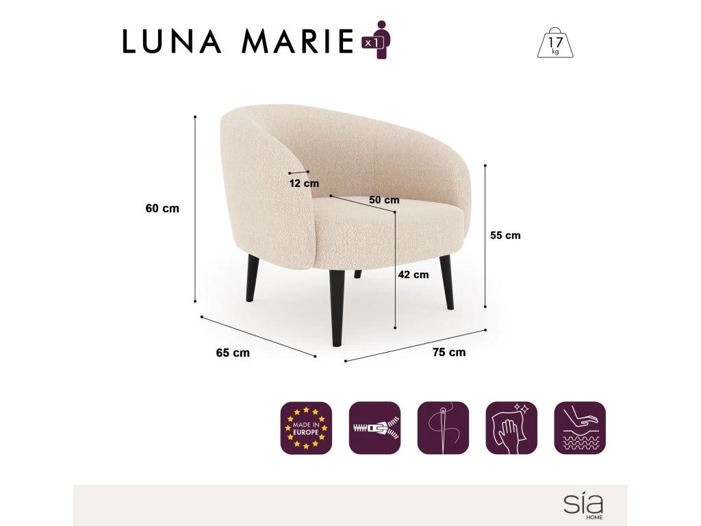 Fauteuil Tissu Velours Bleu Nuit – Image 7