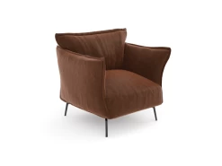 Fauteuil Tissu Effet Cuir Vintage Cognac