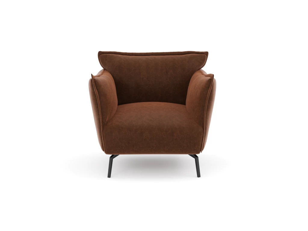 Fauteuil Tissu Effet Cuir Vintage Cognac – Image 2