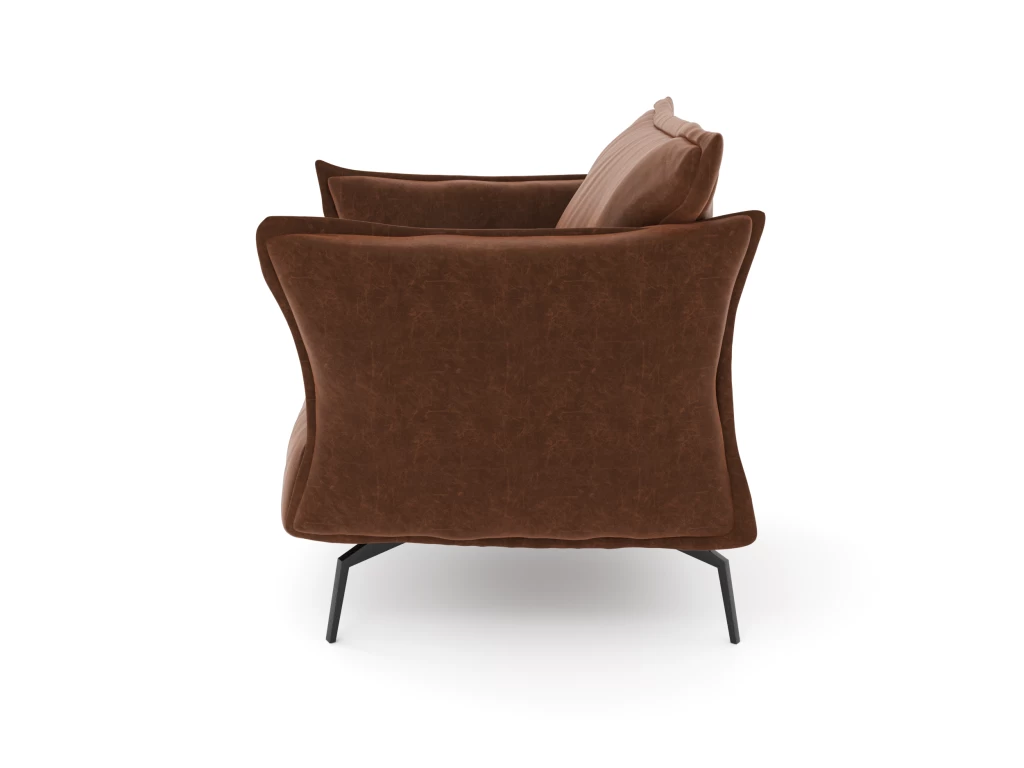 Fauteuil Tissu Effet Cuir Vintage Cognac – Image 3